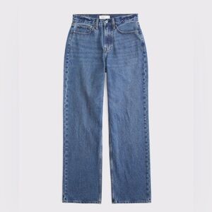 Abercrombie Curve Love Mid Rise Slouchy Jean in Dark Wash Denim